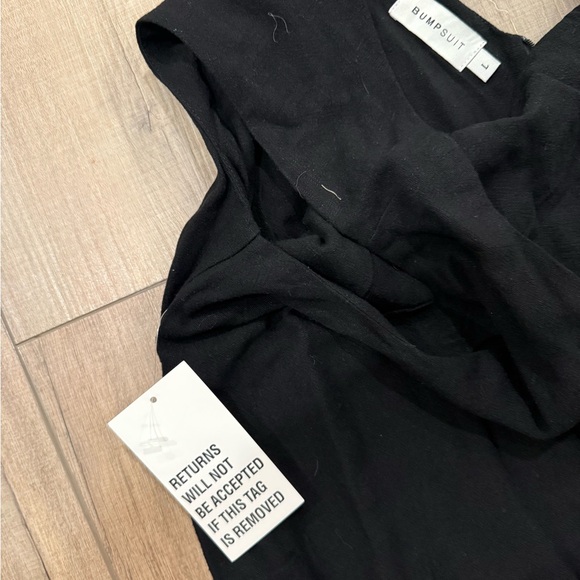 NWT Bumpsuit Maternity Black Romper Jumpsuit Linen Large Oversized Pockets - Picture 5 of 7